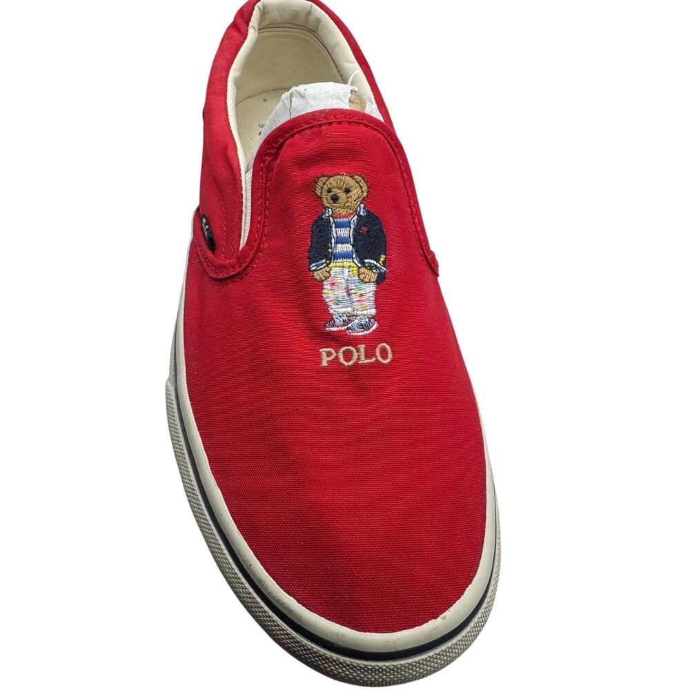 Polo Ralph Lauren Keaton-Slip Polo Bear Canvas Slip-On Sneaker White Mens 10.5
